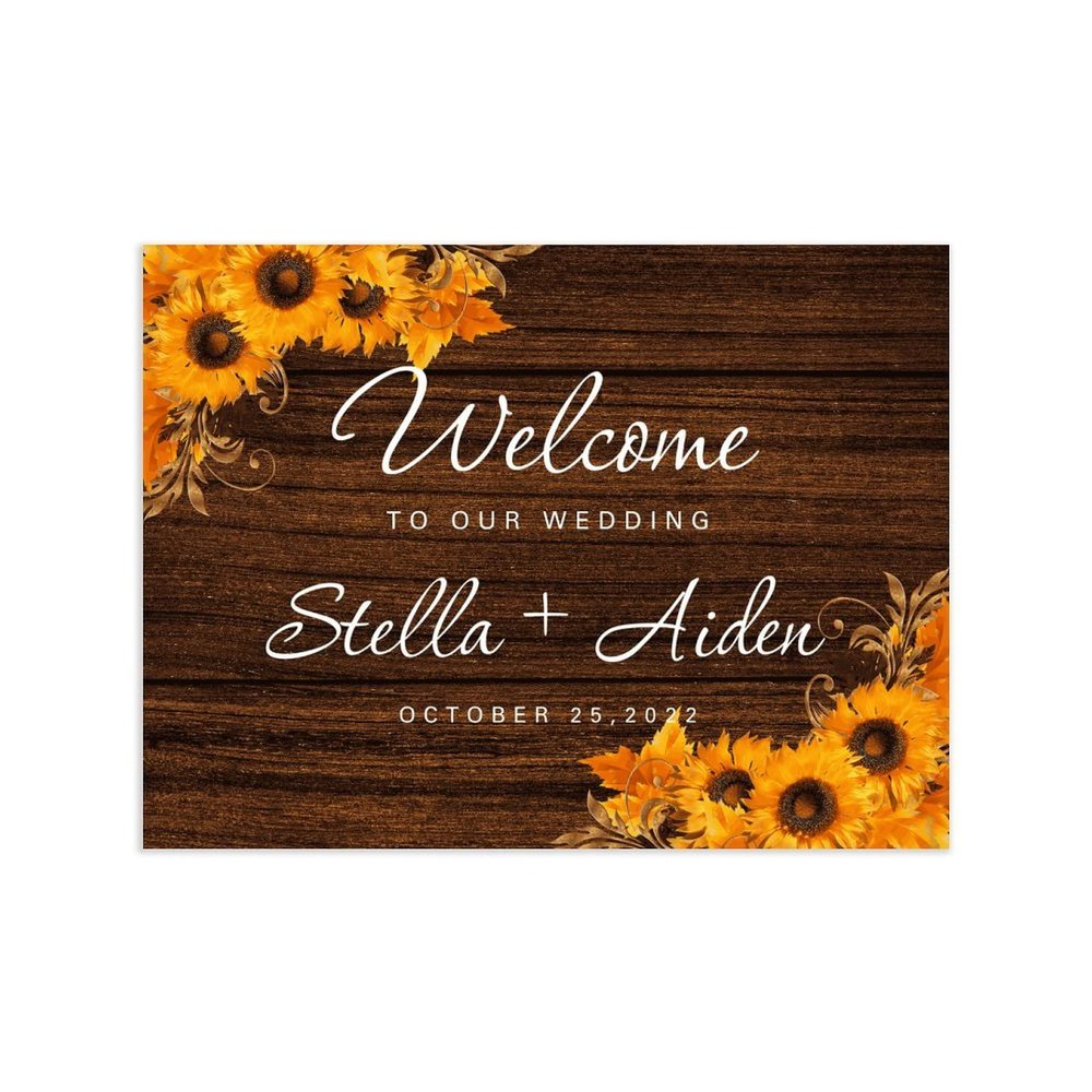 Welcome to Our Wedding Wedding Party Signs Sunflowers Floral Unplugged Wedding Sign for Wedding Ceremony Personalized 18X24 Wedding Ceremony Sign Custom Family Name Wedding Decoration