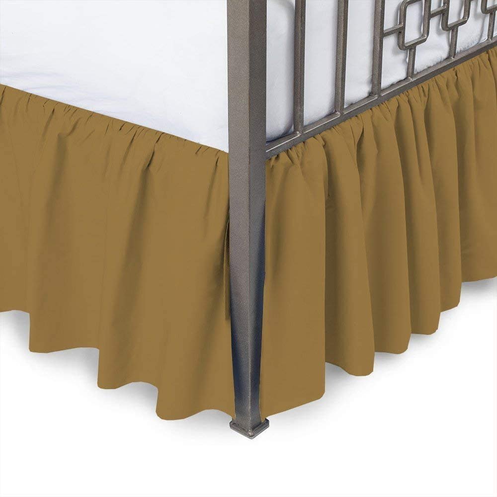 Ruffle Bed Skirt with Split-Corner, 100% Microfiber/Polyester(6 inches Drop) Super-Soft Ruffled Tailored Design Bed Skirt-Taupe Solid,Queen Size.