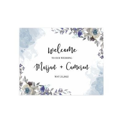 Welcome to Our Wedding Wedding Party Signs Date Wedding Shower Sign Custom 16X20 Handmade Retro Wedding Sign for Ceremony Wedding Wood Sign Watercolor Floral Wedding Decoration
