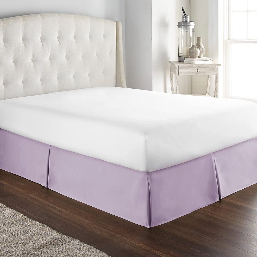 Luxury Bed Skirt with Pleated Design Tailored Dust-Ruffle, Pure 100% Microfiber/Polyester Skirt for Bed(6 inches Drop) Wrinkle & Fade Resistant-Lavender Solid,Twin-XXL Size.