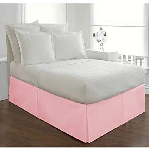 Luxury Bed Skirt with Pleated Design Tailored Dust-Ruffle, Pure 100% Microfiber/Polyester Skirt for Bed(6 inches Drop) Wrinkle & Fade Resistant-Pink Solid,Twin Size.