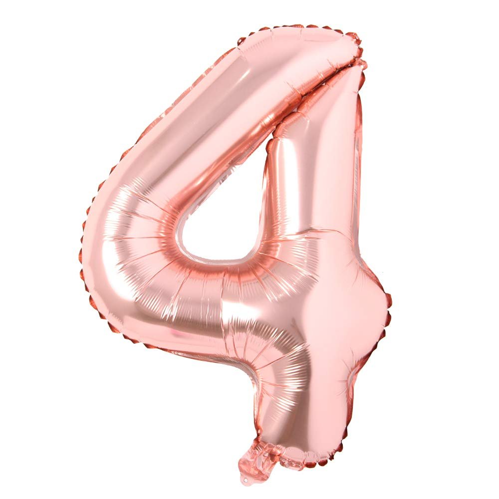 40 inch Letter Rose Gold Alphabet Number Balloon Foil Mylar Party Wedding Bachelorette Birthday Bridal Shower Graduation Anniversary Celebration Decoration Fly with Helium (40 inch 4 Rose Gold)