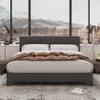 Allewie Full Size Bed Frame with Adjustable Headboard, Upholstered Platform Bed with Wood Slats, Heavy Duty Mattress Foundation, No Box Spring Needed, Noise-Free, Easy Assembly, Dark Grey view 1