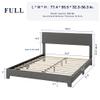 Allewie Full Size Bed Frame with Adjustable Headboard, Upholstered Platform Bed with Wood Slats, Heavy Duty Mattress Foundation, No Box Spring Needed, Noise-Free, Easy Assembly, Dark Grey view 2