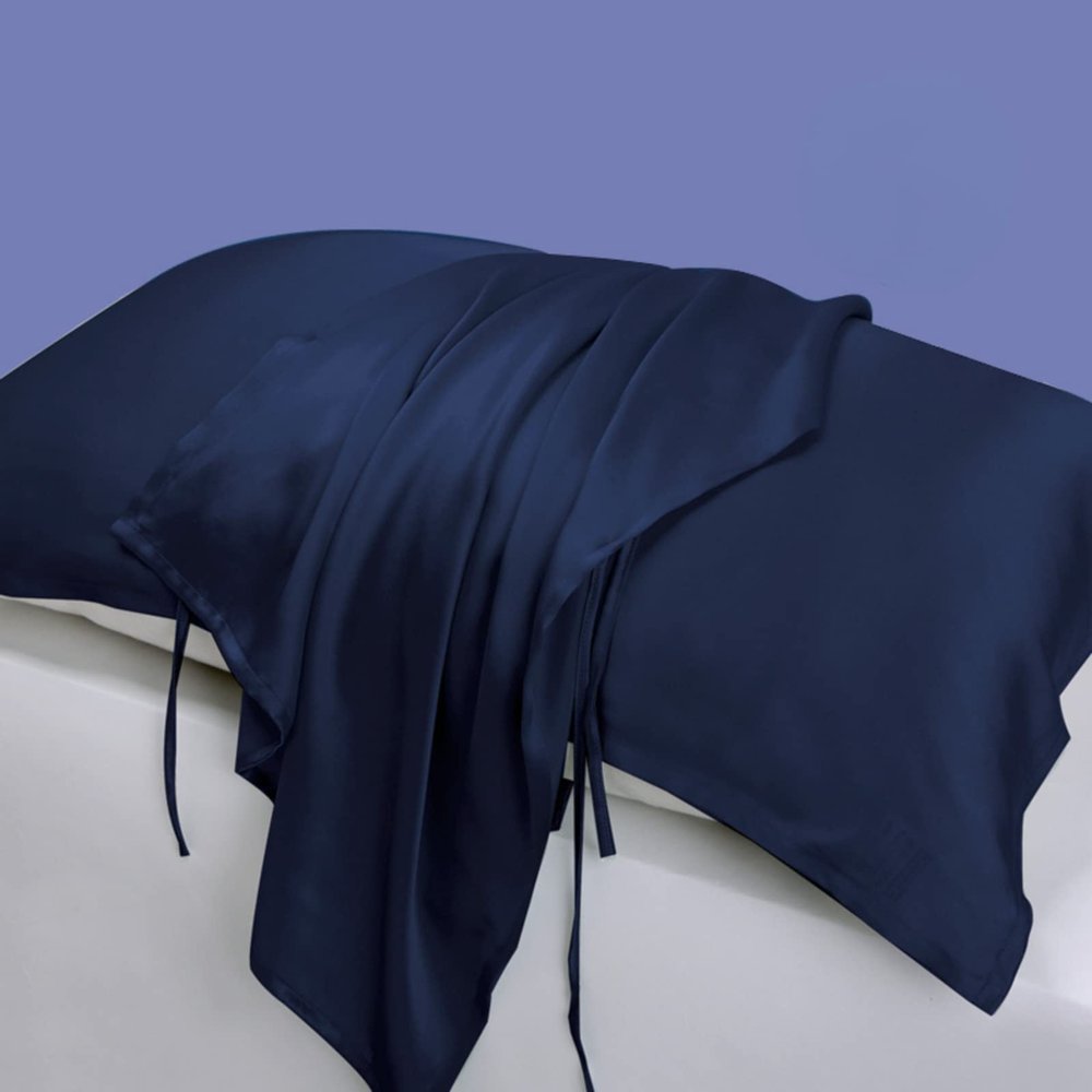 Silk Pillow Towel Mulberry Silk Pillow Towel Solid Color Printing Wedding Silk Pillow Towel Enlarged (Royal Blue Pillow/Single)