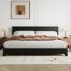 Allewie King Size Bed Frame with Adjustable Headboard, Faux Leather Platform Bed with Wood Slats, Heavy Duty Mattress Foundation, No Box Spring Needed, Noise-Free, Easy Assembly, Black view 3