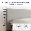 Allewie Full Size Bed Frame with Adjustable Headboard, Upholstered Platform Bed with Wood Slats, Heavy Duty Mattress Foundation, No Box Spring Needed, Noise-Free, Easy Assembly, Light Grey view 4