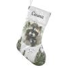 CUXWEOT Personalized Woodland Forest Raccoon Christmas Stockings Customize Name Candy Bag for Family Holiday Party Decorations Gift 17.52 x 7.87 Inch view 1