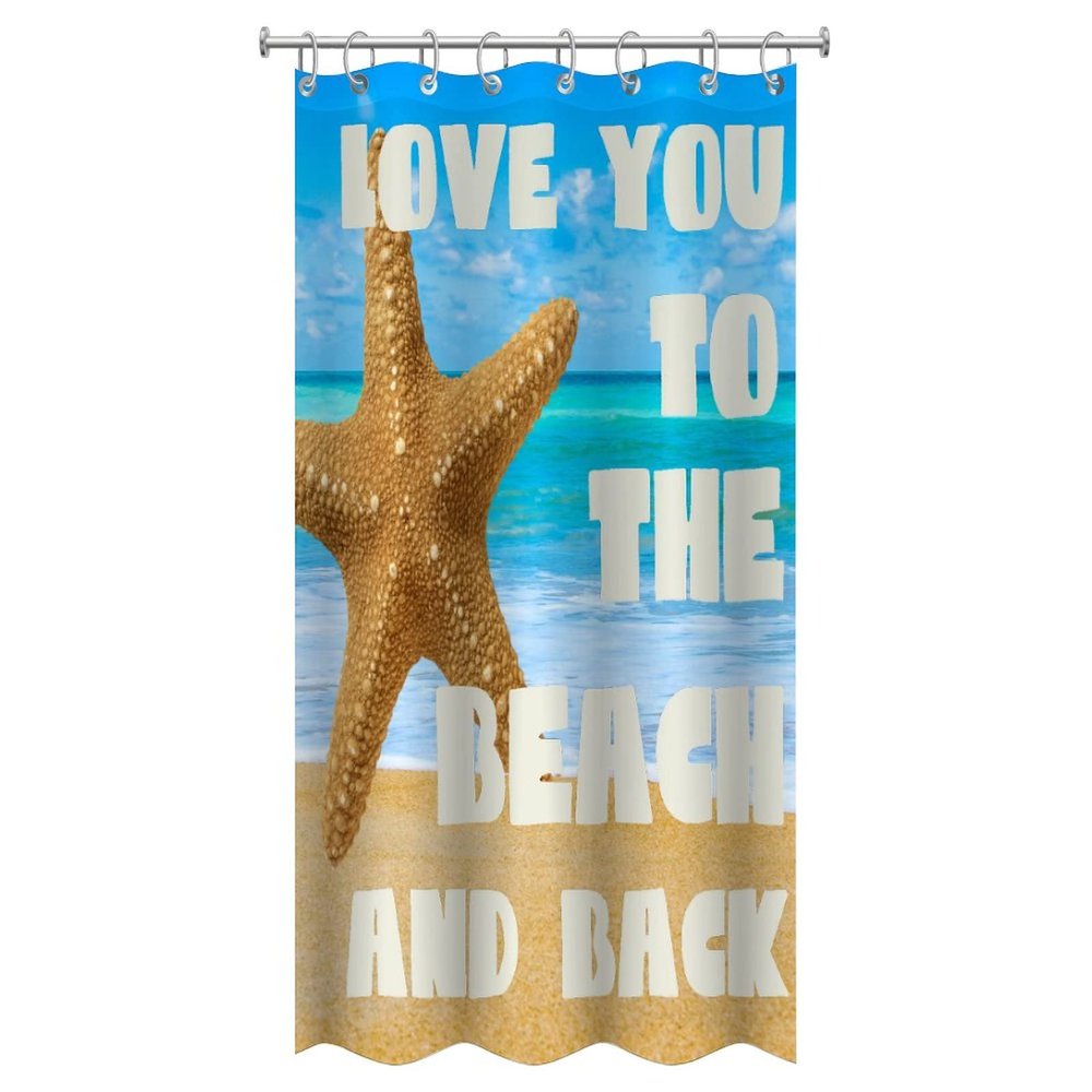 Fabric Bath Shower Curtain for Bathroom, Blue Starfish Shower Curtain, Waterproof Shower Curtain Liner with 12 Hooks, Machine Washable, Farmhouse Bathtub Decor 36x72in