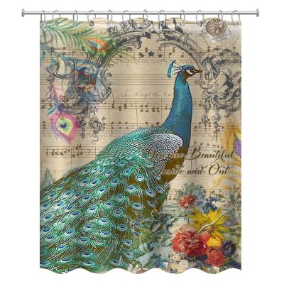 Peacock Shower Curtain for Bathroom Peacock Modern Elegant Blue Curtain Set with Hooks Bathroom Decoration Waterproof Fabric Shower Curtain - Beautiful Inside and Out 72x90in