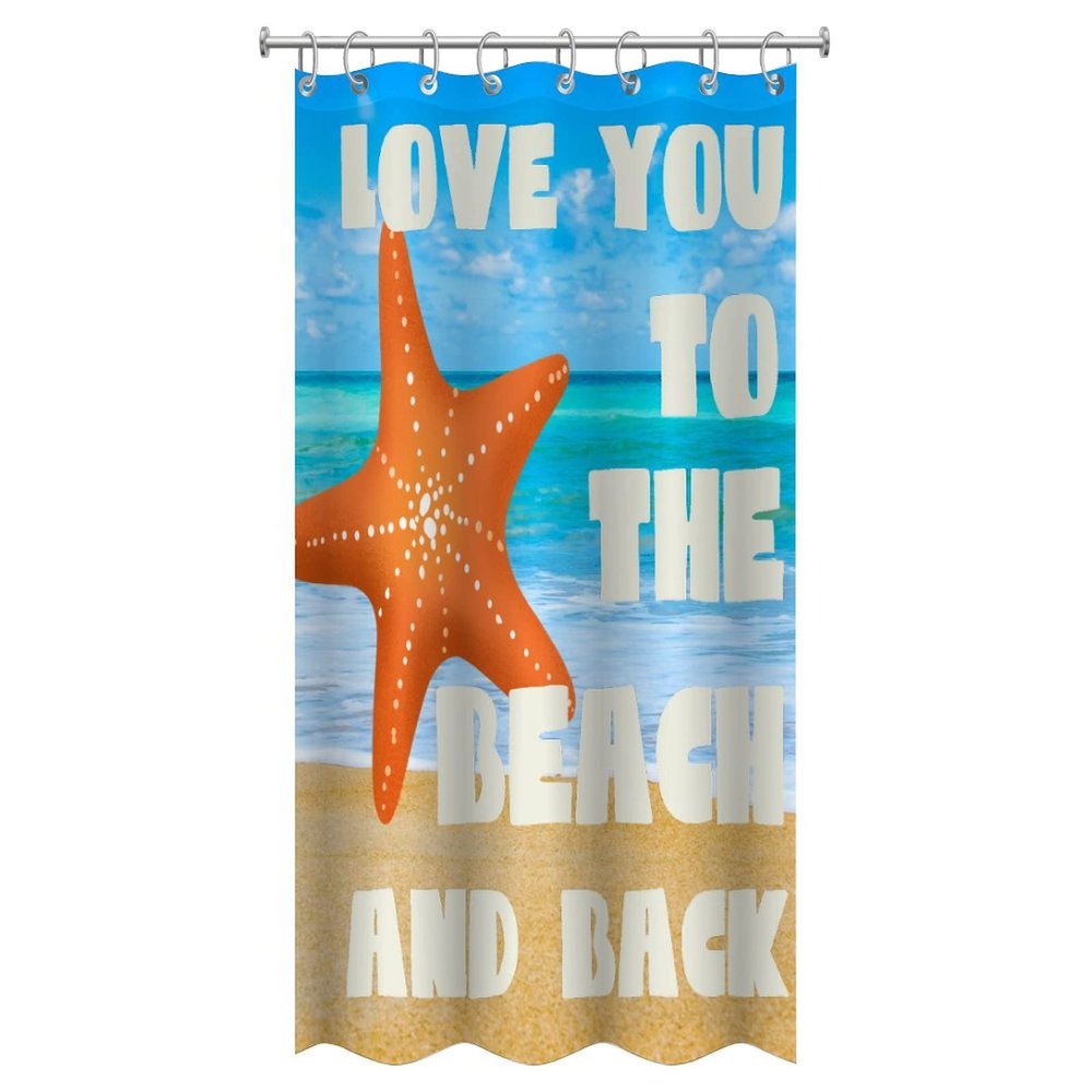Nautical Beach Theme Fabric Shower Curtain Beach Art Ocean Starfish Pictures Seascape Waterproof Fabric Bathroom Shower Curtains Coastal Ocean Bath Curtain with Hooks 36x72in