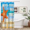 Nautical Beach Theme Fabric Shower Curtain Beach Art Ocean Starfish Pictures Seascape Waterproof Fabric Bathroom Shower Curtains Coastal Ocean Bath Curtain with Hooks 36x72in view 3