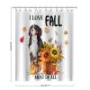 Funny Dog Shower Curtain for Bathroom Decor 72x90in I Love Fall Most of All Old English Sheepdog Autumn Pumpkin Decor Bath Curtain Bathtub Decor Waterproof Fabric with Hooks view 2