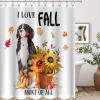 Funny Dog Shower Curtain for Bathroom Decor 72x90in I Love Fall Most of All Old English Sheepdog Autumn Pumpkin Decor Bath Curtain Bathtub Decor Waterproof Fabric with Hooks view 3