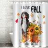 Funny Dog Shower Curtain for Bathroom Decor 72x90in I Love Fall Most of All Old English Sheepdog Autumn Pumpkin Decor Bath Curtain Bathtub Decor Waterproof Fabric with Hooks view 4