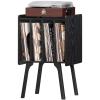 LELELINKY Record Player Stand,Black Vinyl Record Storage Table with 4 Cabinet Up to 100 Albums,Mid-Century Turntable Stand with Wood Legs,Vinyl Holder Display Shelf for Living Room view 1