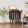 LELELINKY Record Player Stand,Black Vinyl Record Storage Table with 4 Cabinet Up to 100 Albums,Mid-Century Turntable Stand with Wood Legs,Vinyl Holder Display Shelf for Living Room view 2