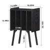 LELELINKY Record Player Stand,Black Vinyl Record Storage Table with 4 Cabinet Up to 100 Albums,Mid-Century Turntable Stand with Wood Legs,Vinyl Holder Display Shelf for Living Room view 4