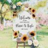 Custom Wedding Welcome Sign, Welcome To Our Happily Ever After Sign, Wedding Outdoor Board, Entrance Wedding Decor, Floral Sunflower Rose Wedding Sign, Wedding Gift, 12x18in view 2