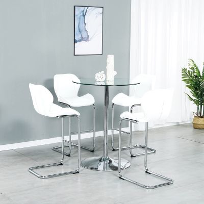 4pcs Barstools, Modern Square Bar Chairs PU Leather Bar Chairs Height Bar Stools with Back and Metal Legs Armless Counter Height Stools, for Pub, Restaurant, Kitchen
