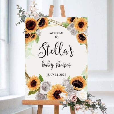 Baby Shower Welcome Sign, Gender Neutral Signage, Sunflower Welcome Lawn Poster, Girl Baby Shower Party Supplies, Boy Baby Shower Decorations, Custom Welcome Sign, Baby Girl Banner
