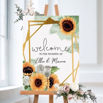 Rustic Wedding Welcome Sign, Personalised Wedding Sign, Welcome to Our Wedding, Welcome Wedding Board, Floral Sunflower Wedding Sign, Rustic Country Wedding Sign, 20x30in