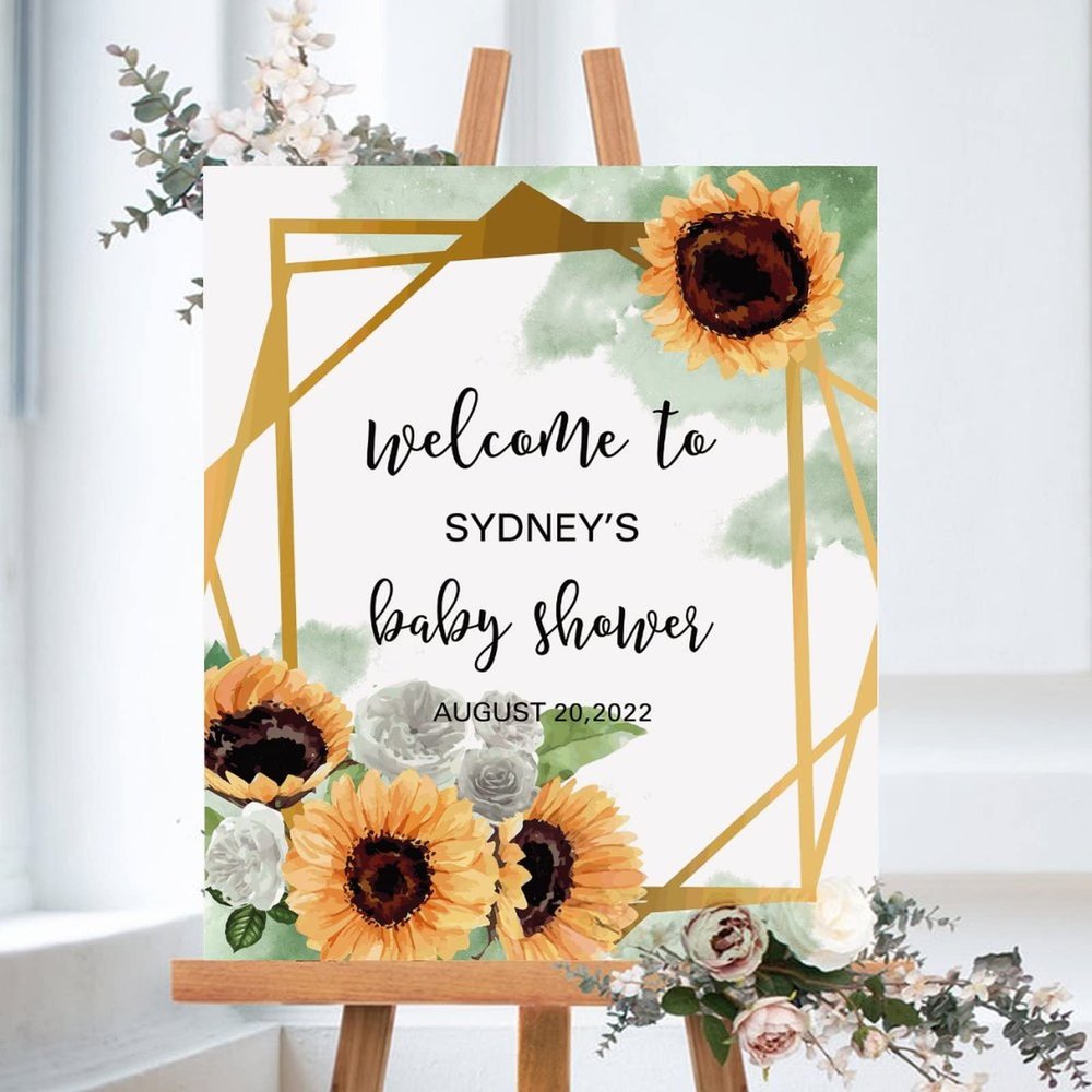 Baby Shower Welcome Sign, Custom Large Baby Shower Welcome Sign, Baby Shower Party Decoration, Sunflower Party Sign, Boy Baby Shower Decorations, Gender Neutral Baby Shower