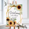Welcome to Our Wedding Sign, Wedding Welcome Sign, Custom Wooden Welcome Sign, Elegant Wedding Sign, Wedding Signage, Floral Wedding Sign, Green Watercolor Sunflower, 20x30in view 1