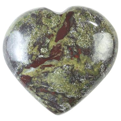 Crocon 50mm Dragon Bloodstone Heart stone Big Heart Shape Puff Stones Set 450+ Carats Pocket Crystal Healing Tumble Collection Palm Worry Stone Good Luck Charm Meditation Gift Craft Home Decor