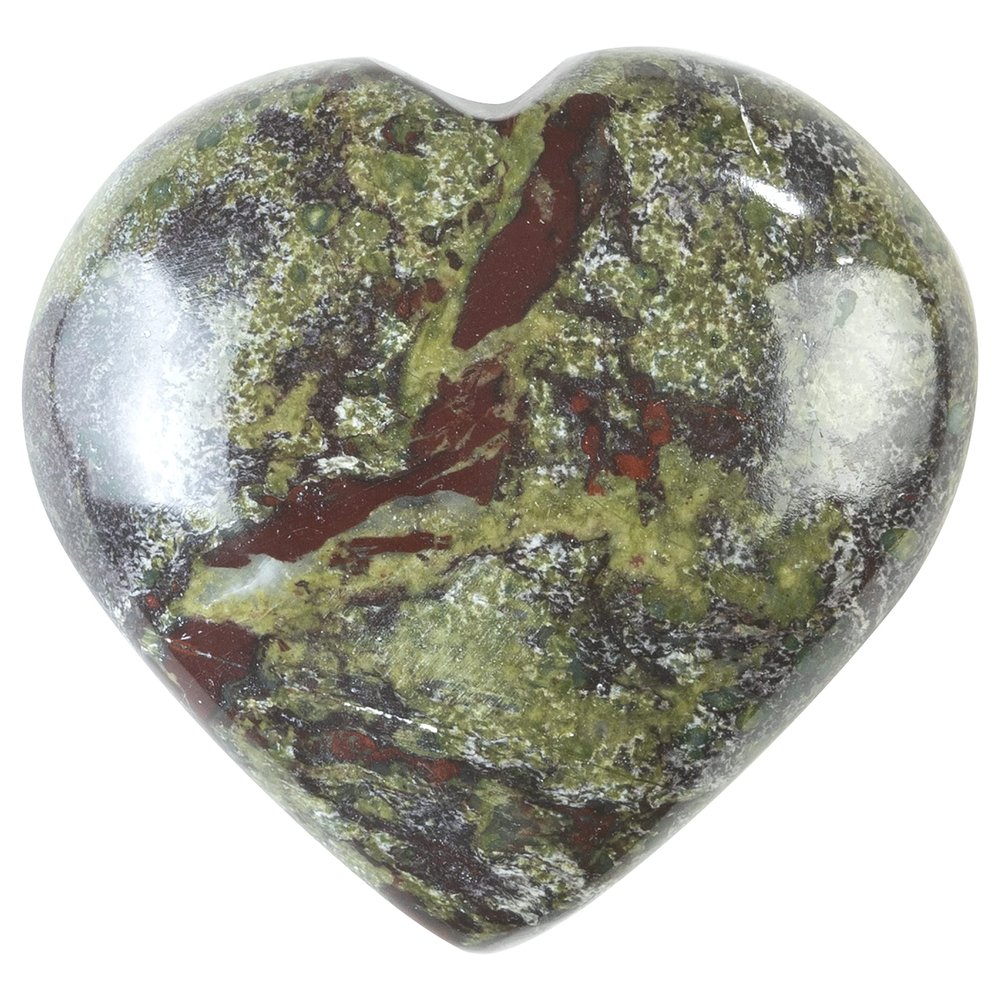 Crocon 50mm Dragon Bloodstone Heart stone Big Heart Shape Puff Stones Set 450+ Carats Pocket Crystal Healing Tumble Collection Palm Worry Stone Good Luck Charm Meditation Gift Craft Home Decor