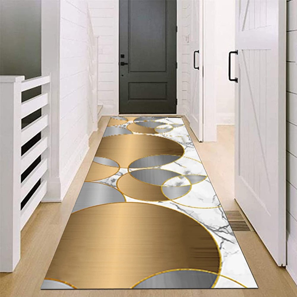 Long Narrow Hallway Runner Rugs, Home Decoration Carpet Runners for Entryway Corridor Kitchen Stair, Grey and Gold 60cm/70cm/80cm/100cm Wide (Size : 2.3 ft x 9.8 ft)