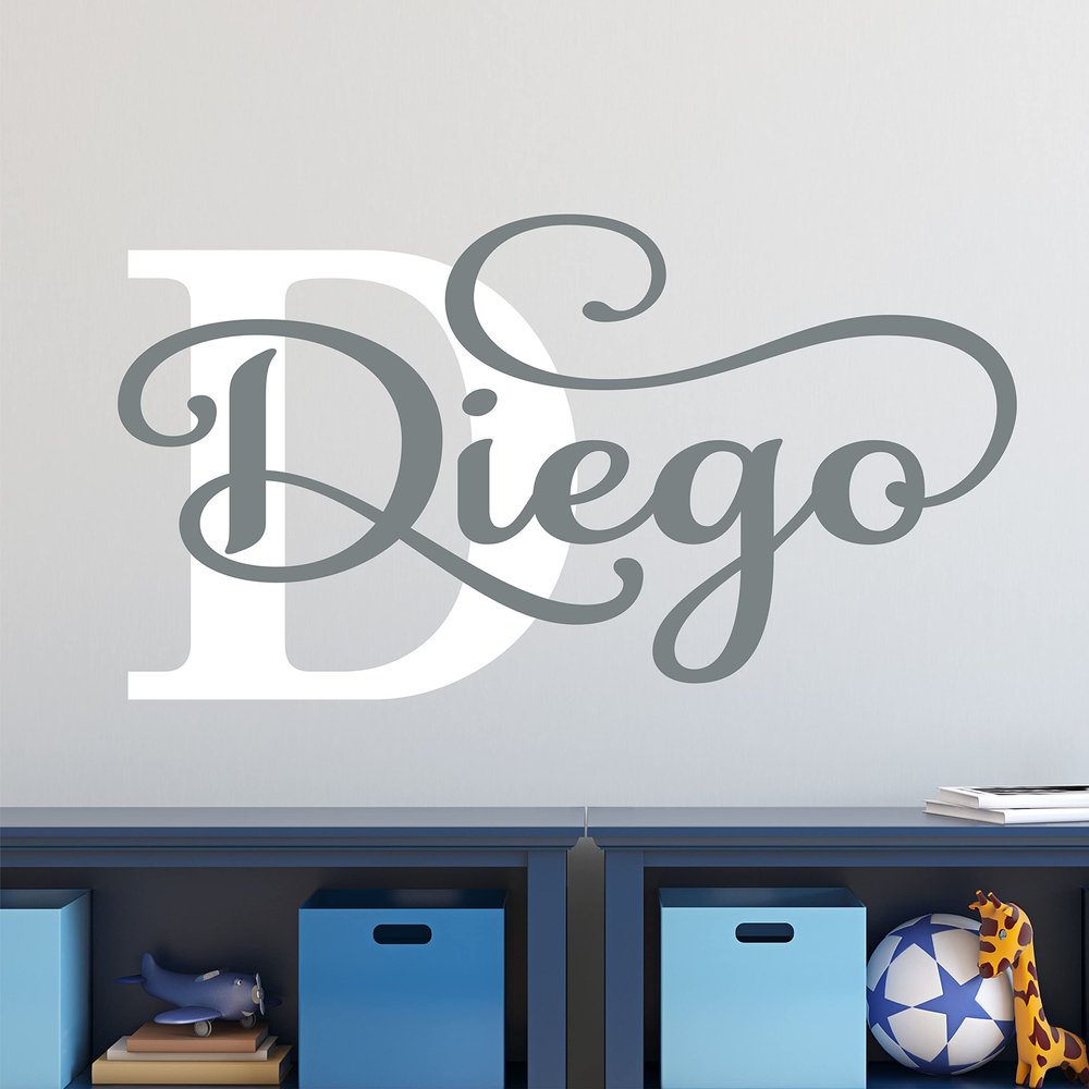 Name Wall Decal Sticker Custom Name Wall Decal Girls Room Boys Room - Personalized Name Wall Decal Nursery Decal - Baby Monogram Vinyl Wall Art (36" w x 18" high)