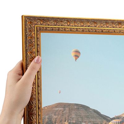 ArtToFrames 13x34 Inch Gold Picture Frame, This 1.40 Inch Custom Poster Frame is Gold Victorian Emboss - Comes with Economy Acrylic and Corrugated Backing (2WOMOMA76265-13x34)