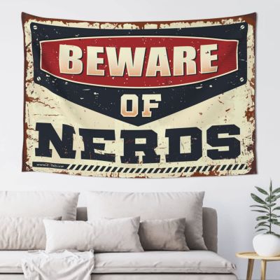 Garage Decore Beware of Nerds Tapestry Men Decor Asthetic Room Decore (Size : 75X100CM)