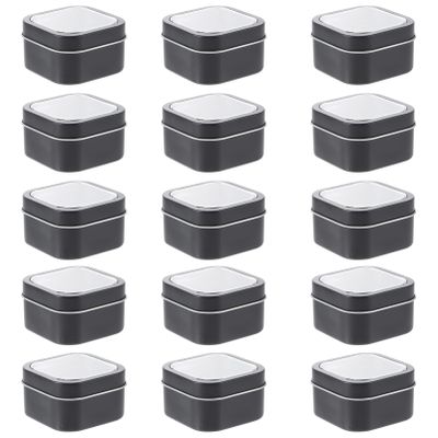 Uonlytech Square Metal Tins with Clear Window Lids 2.63X2.63X1.57 Inch Storage Containers 15 Pack for Candle Making Diy Creams Balms and Craft Supplies