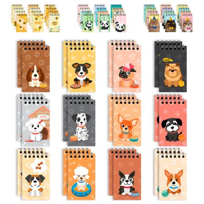 Decorably 24 Pack Dog Themed Mini Notebooks for Kids Party Favors - 12 Adorable Designs 2.4x4in Small Notebooks for Kids, Spring-Bound, 20 Sheets