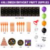 Capoda 307 Pcs Halloween Party Supplies - Plates, Napkins, Cups, Balloons, Tablecloth, Hanging Swirls for Halloween Birthday Baby Shower Party Favor Decorations, Serves 24 view 2