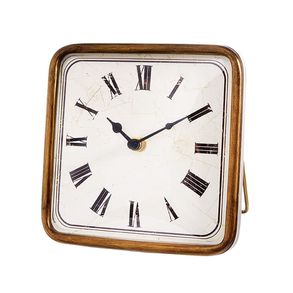 6.25" ANTIQUE GOLD SQUARE CLOCK
