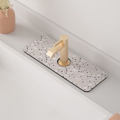 Faucet Super Absorbent Mat Washable Sink Splash Guard Countertop Absorbent Drying Mat Faucet Drip Catcher for Bathroom Accessory (Color : Marble C, Specification : 13.8X38cm)