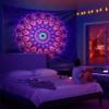ADDWel Blacklight Mandala Boho Tapestry Glow In The Dark, Black Light Bohemian Hippie Poster Wall Hanging for Bedroom Aesthetic Wall and Room Decor (50" x 60", Mandala) view 4