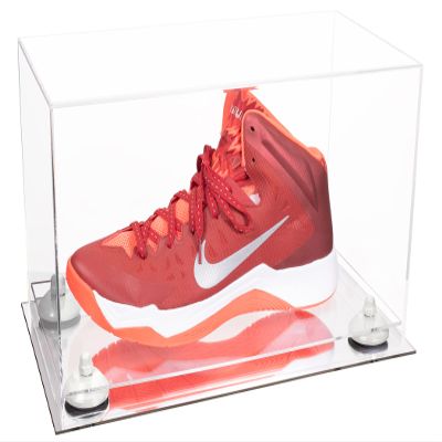 Better Display Cases Versatile Clear Acrylic Display Case - Medium Rectangle Box with White Risers and Mirror Base 15" x 8" x 9" (V11/A013)