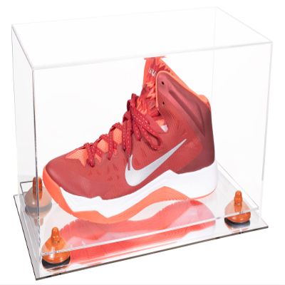 Better Display Cases Versatile Clear Acrylic Display Case - Medium Rectangle Box with Orange Risers and Mirror Base 15" x 8" x 9" (V11/A013)