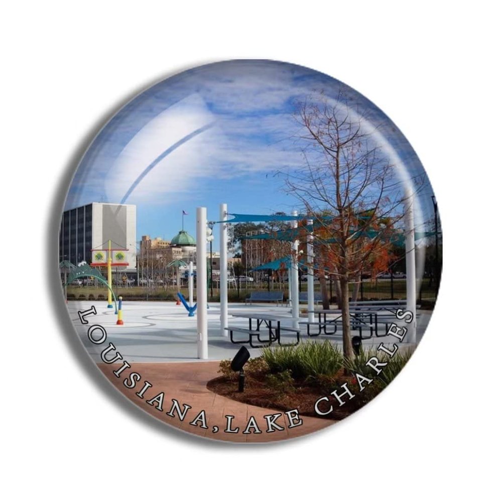 Crystal Fridge Magnets Lake Charles Louisiana USA Travel Souvenir Funny Sticker for Gift Home Decoration Office Whiteboard