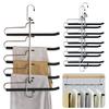 3 Pack Pants Hangers Space Saving Heavy Duty Magic Slacks Jeans Trouser Hanger, Non-Slip Foam Padded 5 Layers, Multi-Purpose Premium Metal Closet Organizer for Leggings view 1