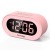 REACHER Pink Girls Alarm Clock for Kids Bedroom, Dimmable LED Digital Display, Outlet Powered, Adjustable Volume, Simple to Use, Snooze, Small Size for Bedside, Desk, Toddler view 1