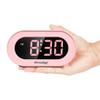 REACHER Pink Girls Alarm Clock for Kids Bedroom, Dimmable LED Digital Display, Outlet Powered, Adjustable Volume, Simple to Use, Snooze, Small Size for Bedside, Desk, Toddler view 2