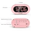 REACHER Pink Girls Alarm Clock for Kids Bedroom, Dimmable LED Digital Display, Outlet Powered, Adjustable Volume, Simple to Use, Snooze, Small Size for Bedside, Desk, Toddler view 4