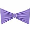 SINSSOWL 100 PCS Spandex Lavender Chair Sashes for Wedding Stretch Light Purple Chair Bows Bands with Buckle for Party Banquet Birthday Engagement Outdoor Events Decorations view 1