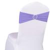 SINSSOWL 100 PCS Spandex Lavender Chair Sashes for Wedding Stretch Light Purple Chair Bows Bands with Buckle for Party Banquet Birthday Engagement Outdoor Events Decorations view 2