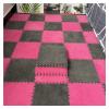 9/12/15/16 Pcs Interlocking Foam Carpet Tiles,Soft Fluffy Plush Area Rug Mat,Crawling Playmat Puzzle Mat,for Bedroom, 12X12inch, 0.4 Inch Thicken Foam,Grey+Rose red,12 PCS view 1
